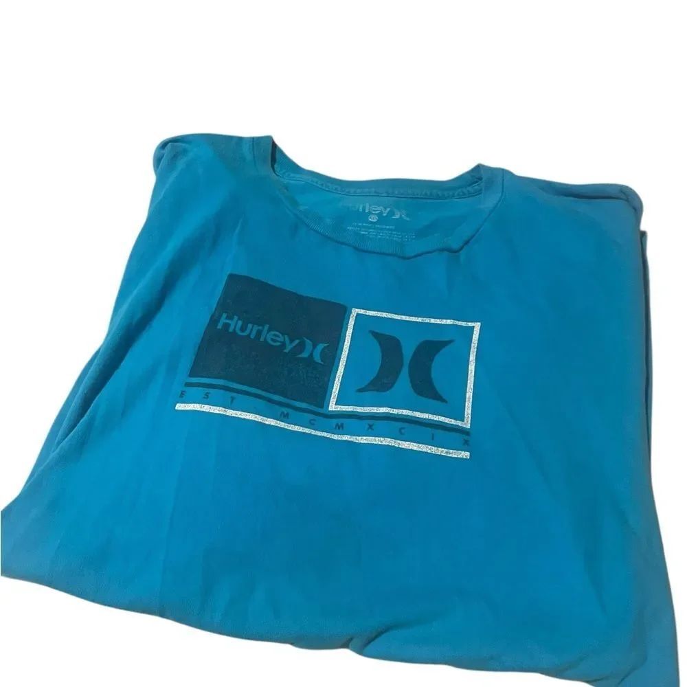 Hurley Teal and Navy Graphic Logo Tee XXL like new
